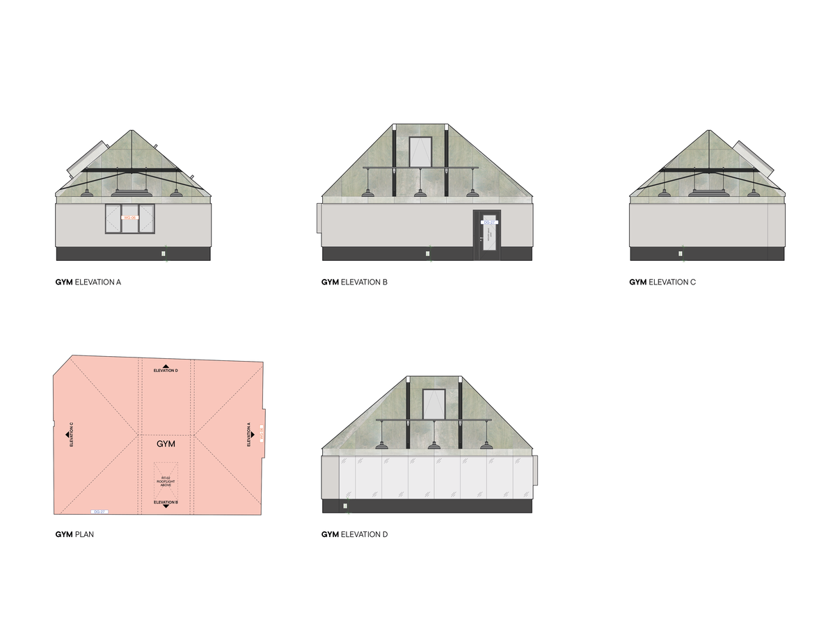Matthew Lloyd Architects Alford House Club Gym Internal Elevation