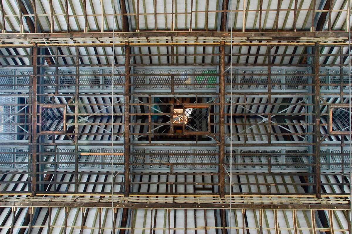 Matthew Lloyd Architects Bishops Square St Botolphs Hall Ceiling Roof Before