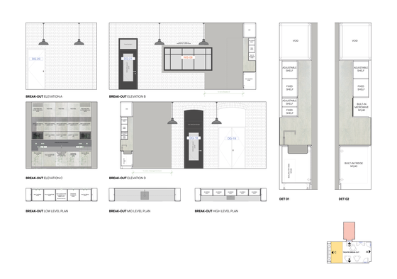 Matthew Lloyd Architects Alford House Club Break Out Internal Elevation